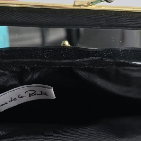 Oscar De La Renta Black with Gold beads Clutch Bag with Mirror LIKE NEW! - Picture 6 of 10